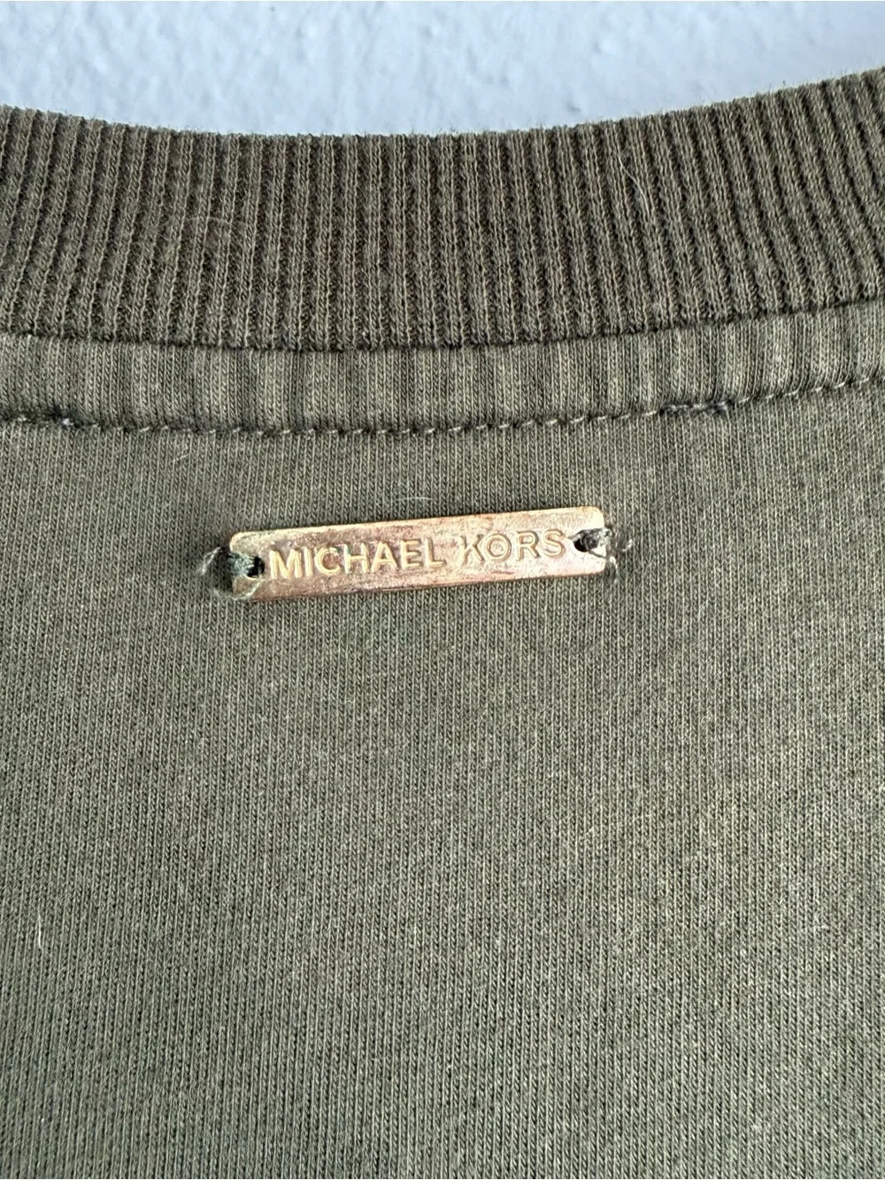 Michael Kors Olive Green Twist-Front Sweatshirt - Size XL